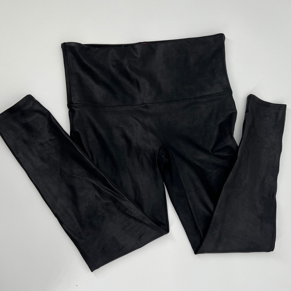 Spanx Faux Leather Leggings Black High‎ Waist Petite XL